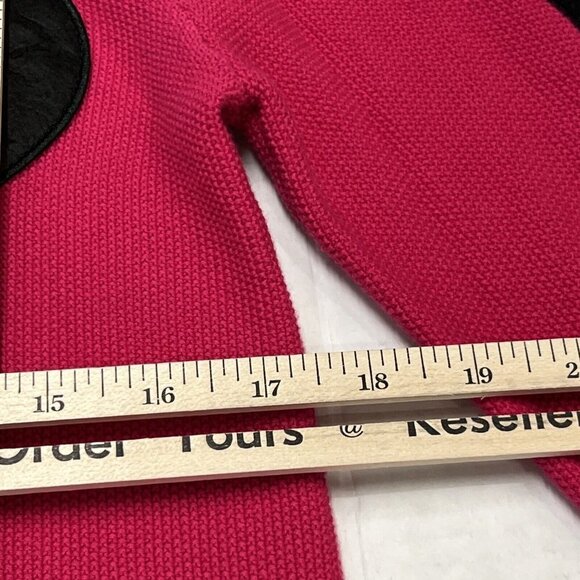 Karl Lagerfeld Paris XS Signature Heart Patch Sweater Top Spell Out Sleeves Pink - Picture 6 of 8